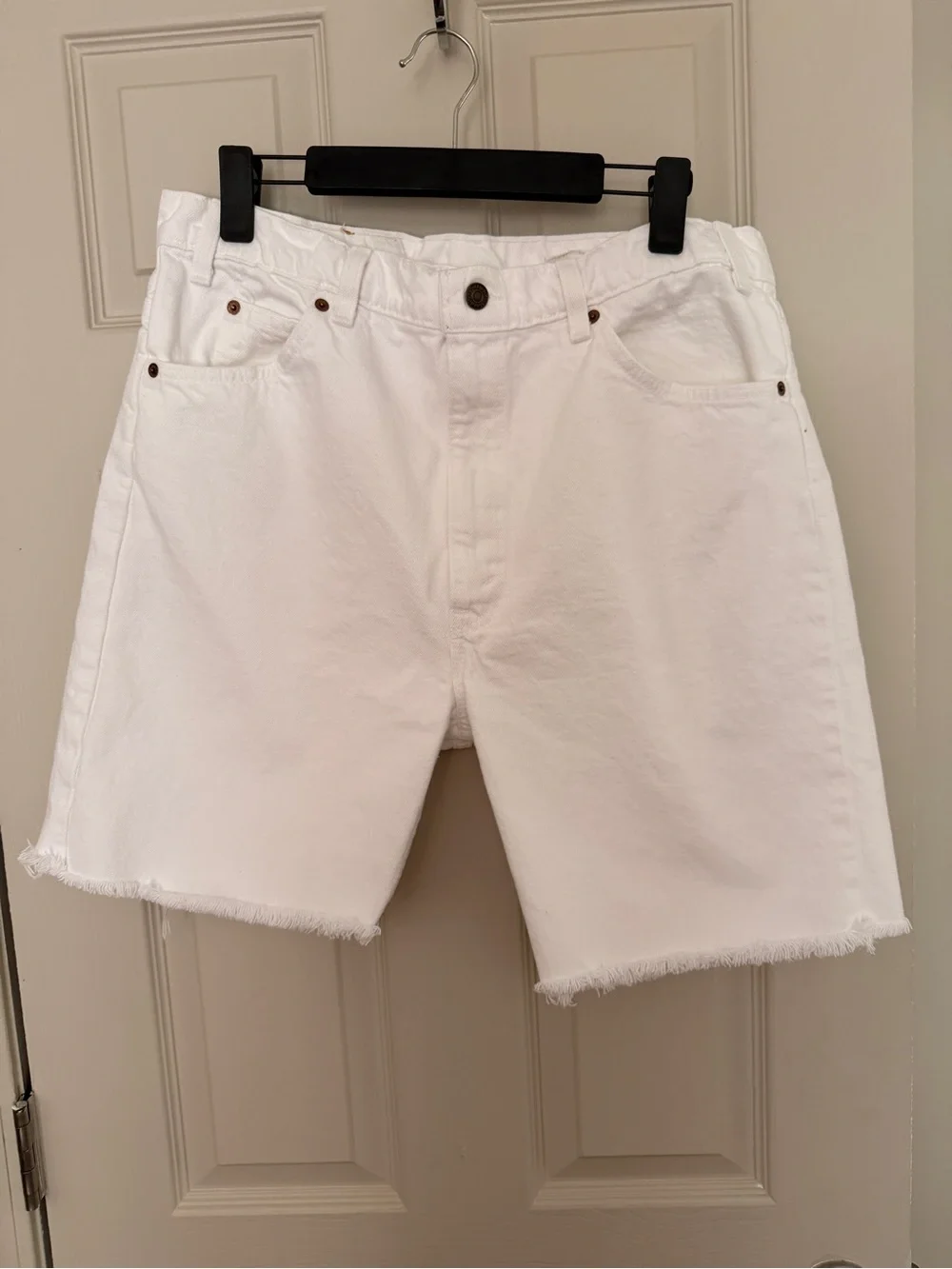 Levi's White 505 Straight-Leg Jean cut off shorts